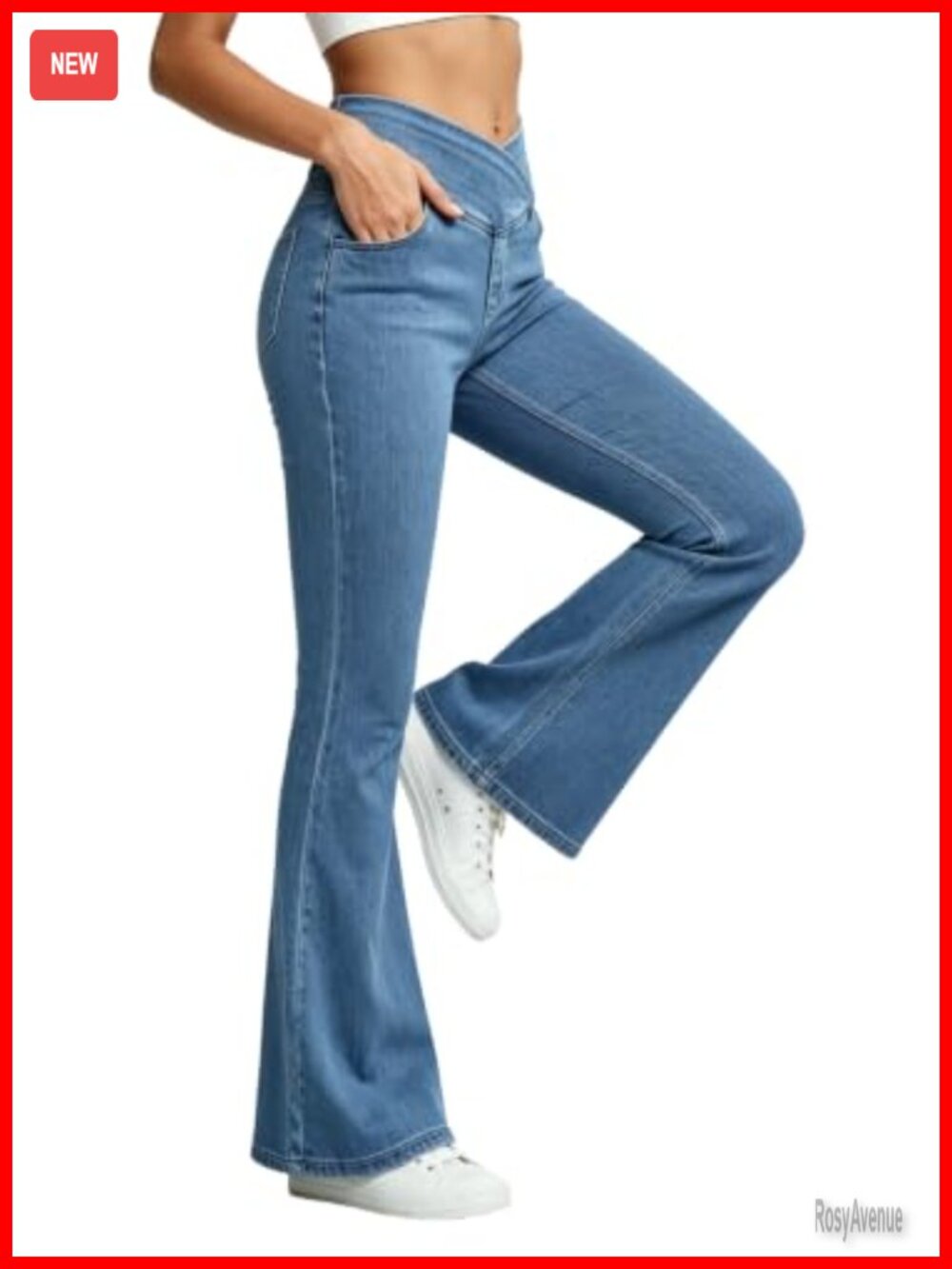 High Waist Pull-On Skinny Jeans Leggings with Pockets Stretchy Tummy Control